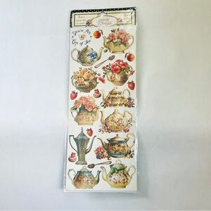 🎯3/$10 NWT Sandy Clough Tea Pots Big Themed Stickers Scrapbooking